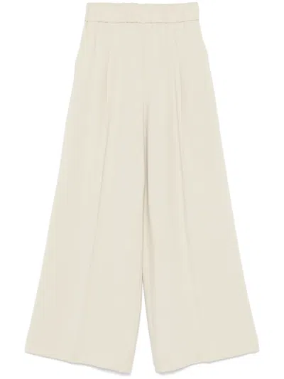 Patrizia Pepe Pleated Wide-leg Trousers In Neutrals