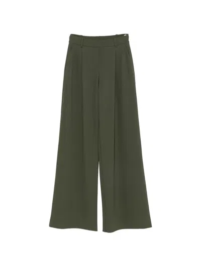 Patrizia Pepe Pleated Wide-leg Trousers In Green