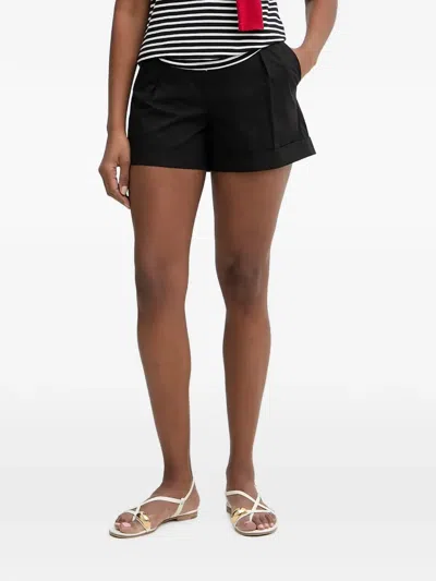 Patrizia Pepe Pleated-detail Turn-up Shorts In Black