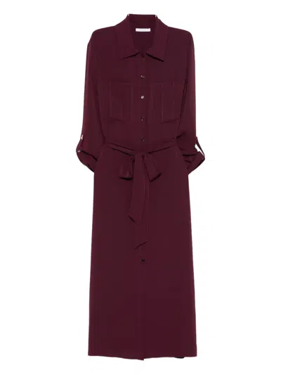 Patrizia Pepe Pocket Belted Midi Dress In Purple