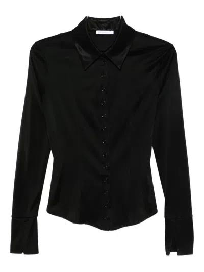 Patrizia Pepe Pointed-collar Blouse In Black