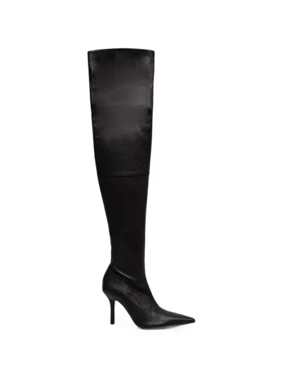 Patrizia Pepe Pointed-toe Over-the-knee Boots In Black
