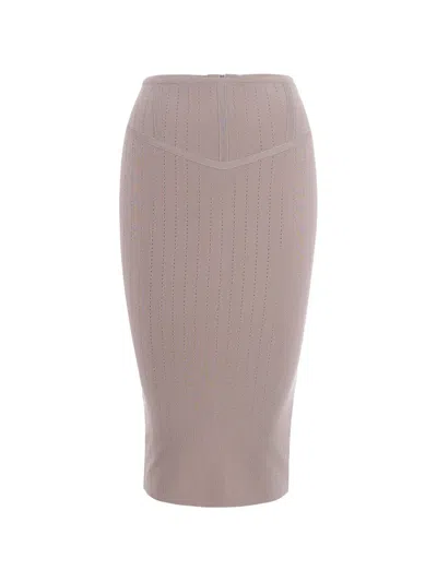 Patrizia Pepe Pointelle-knit Pencil Skirt In Neutral