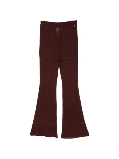 Patrizia Pepe Pointelle-knit Flared Trousers In Brown