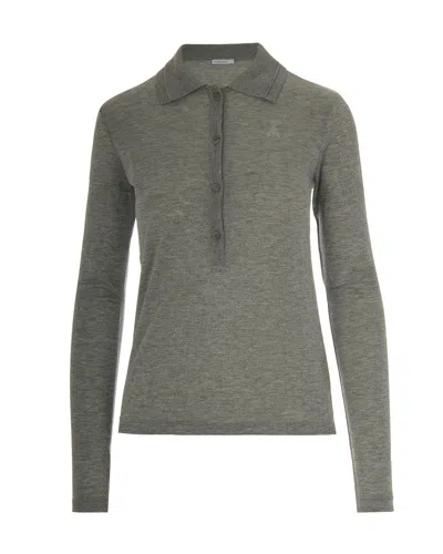 Patrizia Pepe Embroidered Polo Shirt In Gray