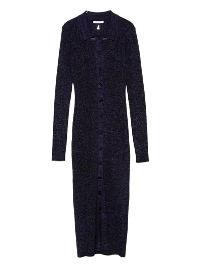 Patrizia Pepe Polo-neck Knitted Midi Dress In Purple