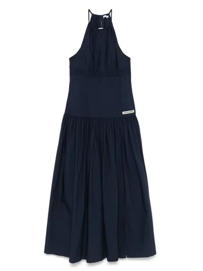 Patrizia Pepe Poplin Maxi Dress In Blue