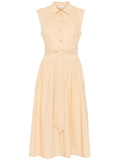 Patrizia Pepe Poplin Midi Dress In Neutrals