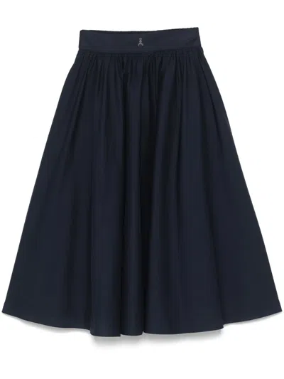 Patrizia Pepe Poplin Midi Skirt In Blue