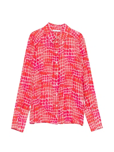 Patrizia Pepe Print-detail Long-sleeve Shirt In Red
