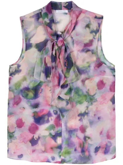 Patrizia Pepe Printed Georgette Blouse In Pink