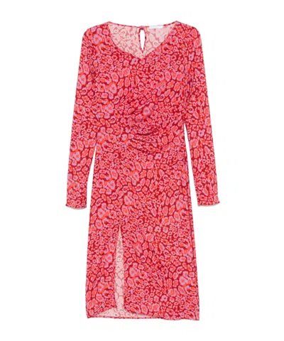 Patrizia Pepe Printed Midi Dress In Pink