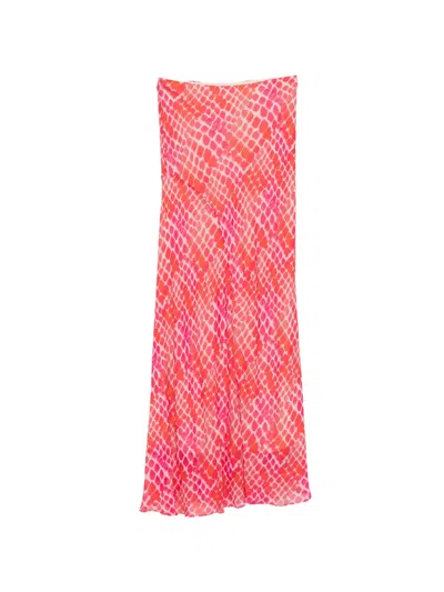 Patrizia Pepe Printed Midi Skirt In Pink