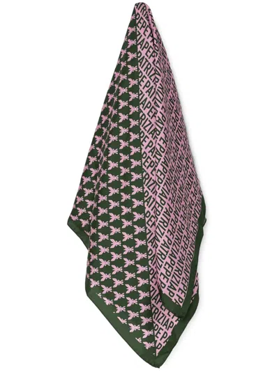 Patrizia Pepe Printed Silk Scarf In Green