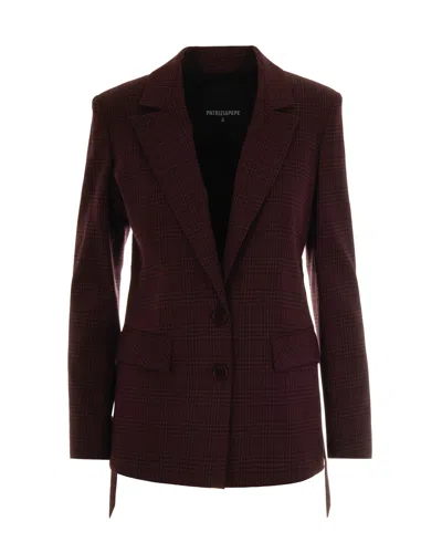 Patrizia Pepe Blazer Fluido A Quadri Purple Red In Burgundy