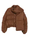 Patrizia Pepe Quilted Detachable-scarf Jacket In Brown