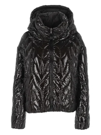 Patrizia Pepe Quilted Hooded Jacket In Black