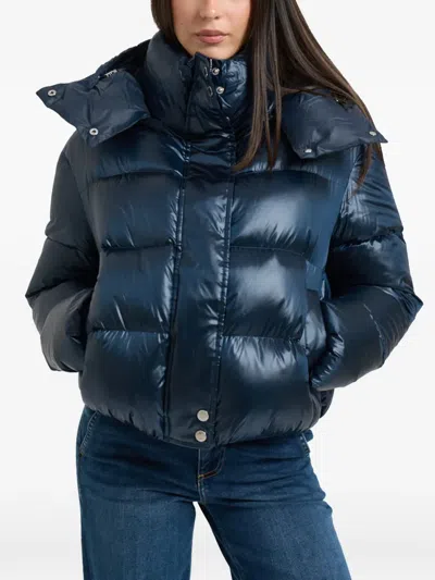 Patrizia Pepe Quilted Hooded Puffer Jacket In Blue