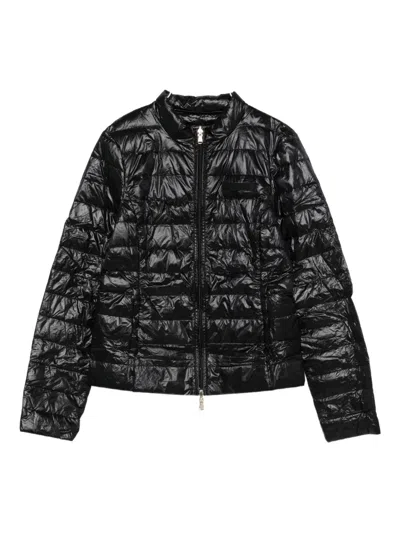 Patrizia Pepe Quilted Zip-front Jacket In Black