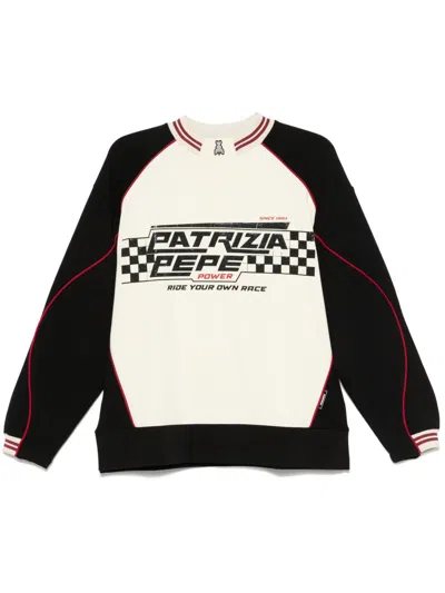 Patrizia Pepe Racing Sweatshirt In Neutrals