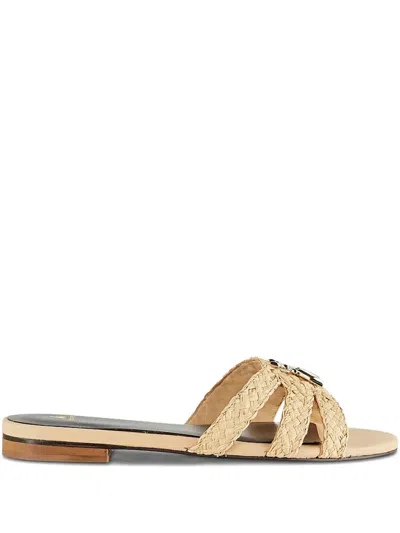 Patrizia Pepe Raffia Flat Sandals In Neutral