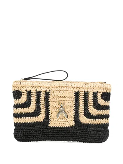 Patrizia Pepe Raffia Pattern Clutch Bag In Animal Print