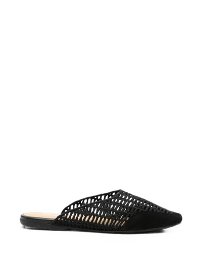 Patrizia Pepe Raffia Woven Mules In Black