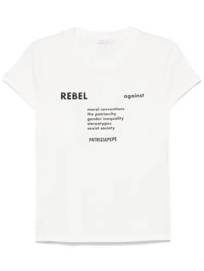 Patrizia Pepe Raised-text T-shirt In White