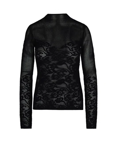 PATRIZIA PEPE RAW-CUT TURTLENECK WITH BLACK LACE EFFECT