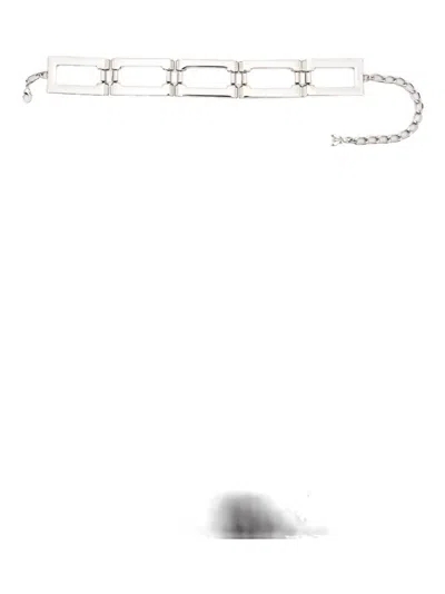 Patrizia Pepe Rectangle-chain Necklace In Metallic
