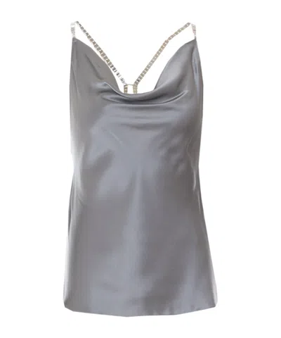 Patrizia Pepe Reef Draped Strap Top In Gray