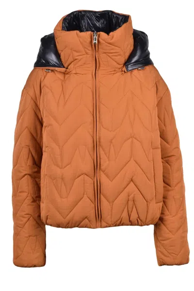 Patrizia Pepe Reversible Down Jacket - Brown In Orange