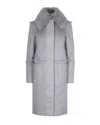 Patrizia Pepe Reversible Fluffy Coat In Gray In Gray