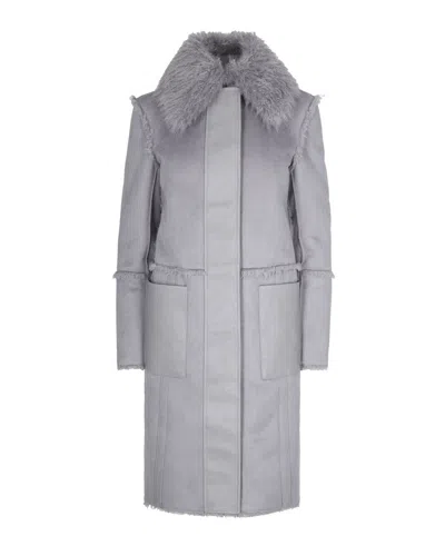 PATRIZIA PEPE REVERSIBLE FLUFFY COAT IN GRAY
