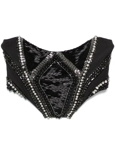 Patrizia Pepe Rhinestond Top In Black