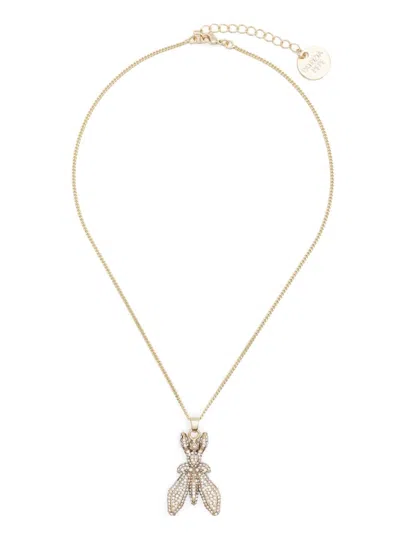 Patrizia Pepe Rhinestone-embellished Fly Necklace In Gold