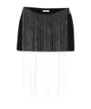 Patrizia Pepe Rhinestone-embellished Fringe Mini Skirt In Animal Print