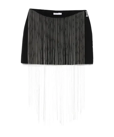 PATRIZIA PEPE RHINESTONE-EMBELLISHED FRINGE MINI SKIRT