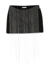 Patrizia Pepe Rhinestone-embellished Fringe Mini Skirt In Black