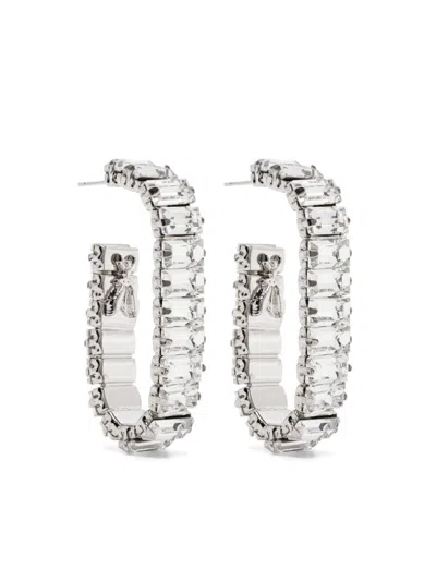 Patrizia Pepe Rhinestone-embellished Hoop Earrings In Silver