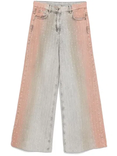 Patrizia Pepe Rhinestone-embellished Jeans In Grey