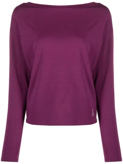 Patrizia Pepe Rhinestone-embellished Jersey Sweatshirt In Purple