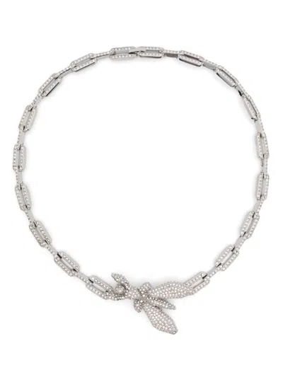 Patrizia Pepe Rhinestone-embellished Necklace In Metallic