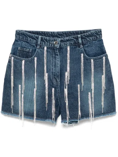 Patrizia Pepe Rhinestone-embellished Shorts In Blue
