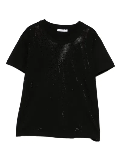 Patrizia Pepe Rhinestone-embellished T-shirt In Black