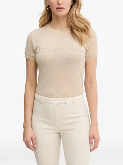 Patrizia Pepe Rhinestone-embellished T-shirt In Gold