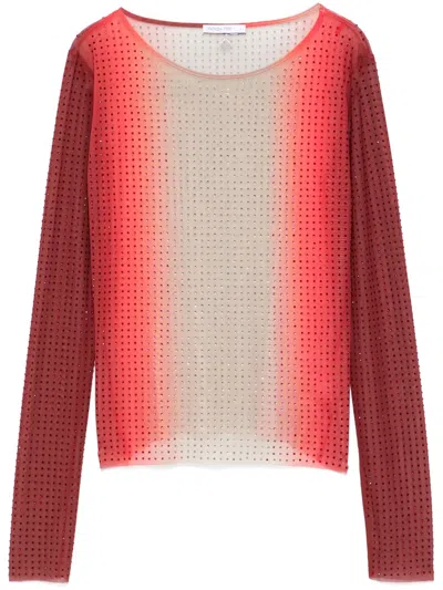 Patrizia Pepe Rhinestone-embellished T-shirt In Orange