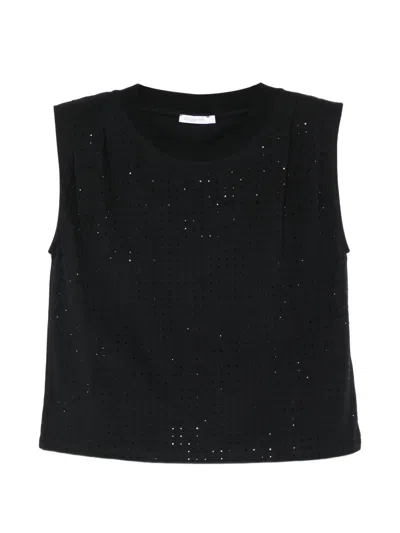 Patrizia Pepe Rhinestone-embellished Top In Black