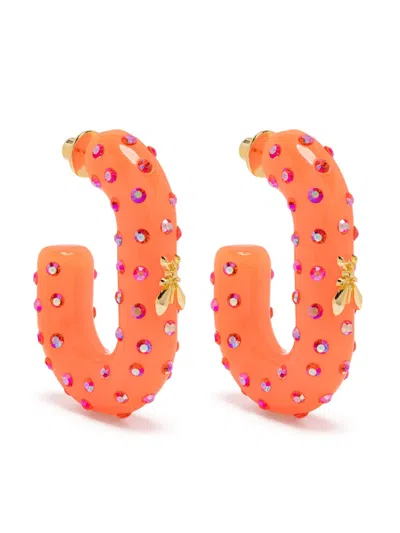 Patrizia Pepe Rhinestone Hoop Earrings In Gold