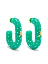Patrizia Pepe Rhinestone Hoop Earrings In Green